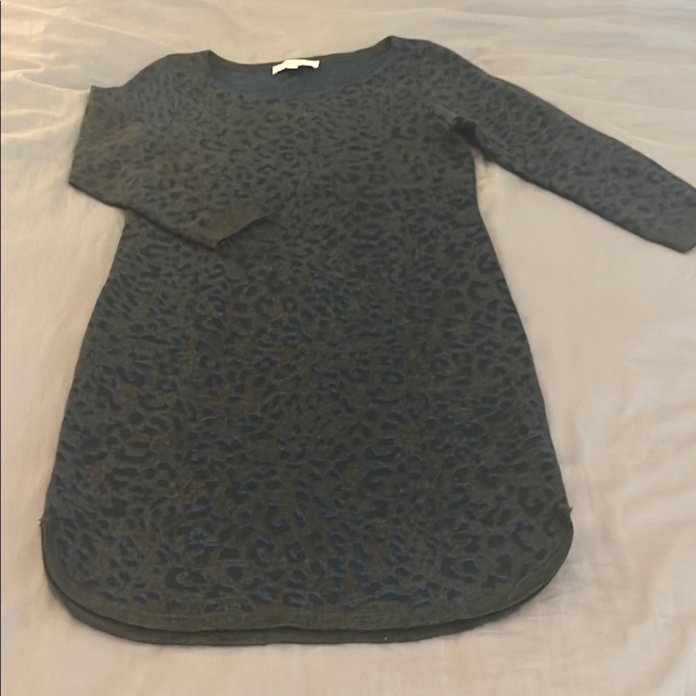 LOFT Dress Blue and Grey Patterned Knit